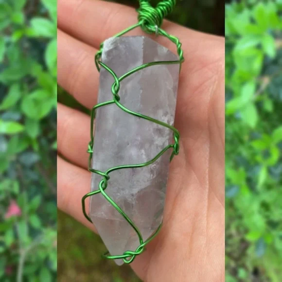 Wire Wrapped Clear Quartz Tower Pendant - Picture 3 of 8